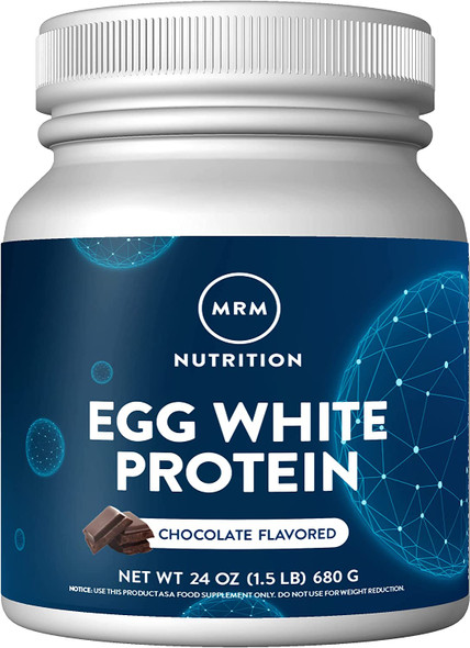 MRM Nutrition Egg White Protein | Chocolate Flavored | 23g Fat-Free Protein | with Digestive enzymes | Highest Biological Value | Clinically Tested | 20 Servings