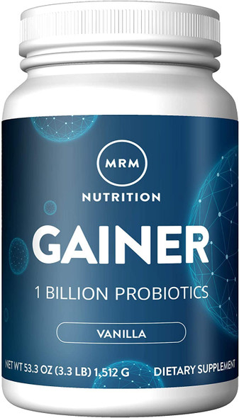 MRM Nutrition Gainer Protein with Probiotics + Postbiotics | Vanilla Flavored | 25g Protein | Whey Concentrate + Isolate + micellar Casein| Slow + Fast digesting| with Digestive enzymes | 18 Servings