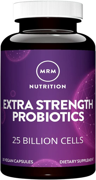 MRM Nutrition Extra Strength Probiotics | Intestinal + Immune Health | Prebiotics + postbiotics | 25 Billion Cells | Good Bacteria for Gut Health| 16 Bacterial strains | Shelf Stable | 30 Servings