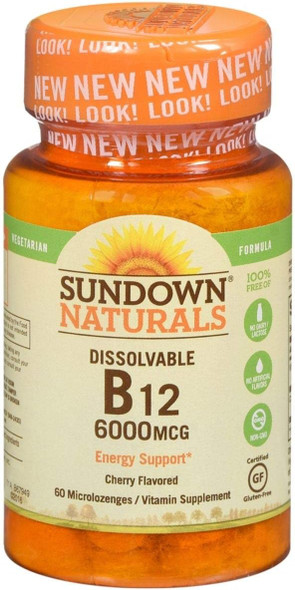 Sundown Naturals Super Potency Sublingual B-12 6000 Mcg Tablets 30 Ea