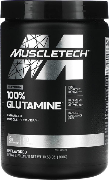 Muscletech Essential Series, Platinum 100% Glutamine, Unflavored, 5 g, 10.58 oz (300 g), Sports Nutrition Supplements, Powder