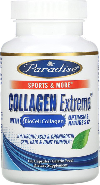 Paradise Herbs - Collagen Extreme, With Biocell Collagen - Support Healthy Hair + Skin + Joints + Back & Knees - 60 Count
