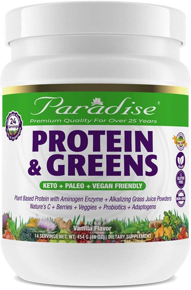 Paradise Herbs ORAC Energy Protein & Greens Vanilla | 20 grams of Organic Pea Protein Per Serving | Antioxidants | 24 Servings of Fruits & Veggies | Keto | Paleo | Vegan 16 Ounce, 14 Servings