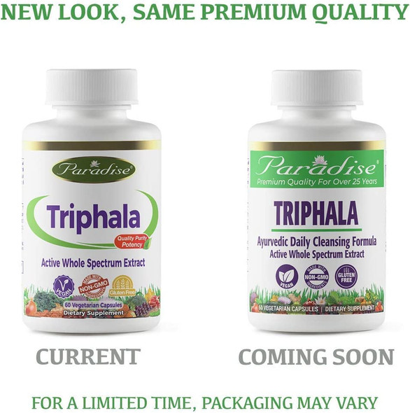 Paradise Triphala - Organic Ayurvedic Daily Cleansing and Nourishing Formula - Concentrated Extract - 100% Naturally Extracted - No Harsh Chemicals or Solvents | 60 Vegetarian Capsules