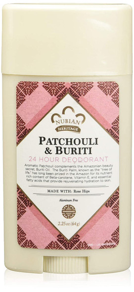 Nubian Heritage Patchouli & Buriti 24 Hour Deodorant Stick, 2.25 Ounce