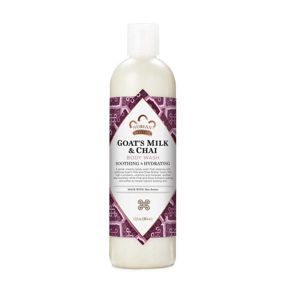 Nubian Heritage Body Wash Cleanser for All Skin Types Goats Milk and Chai Made with Fair Trade Shea Butter 13 oz