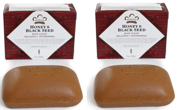 Nubian Heritage Soap Bar, Honey and Black Seed, 5 Ounce (2 Pack)