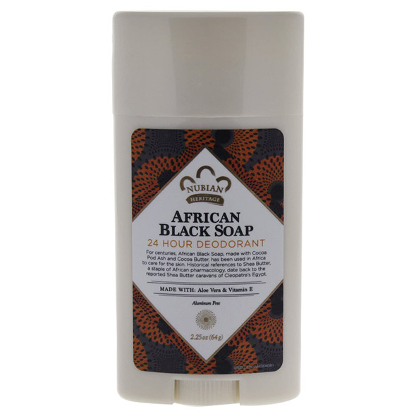 Nubian Heritage 24 Hour Natural Deodorant African Black Soap, 2.25 Oz