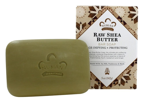 Bar Soap Raw Shea Butter, 5 oz Bar (4 Pack) by Nubian Heritage