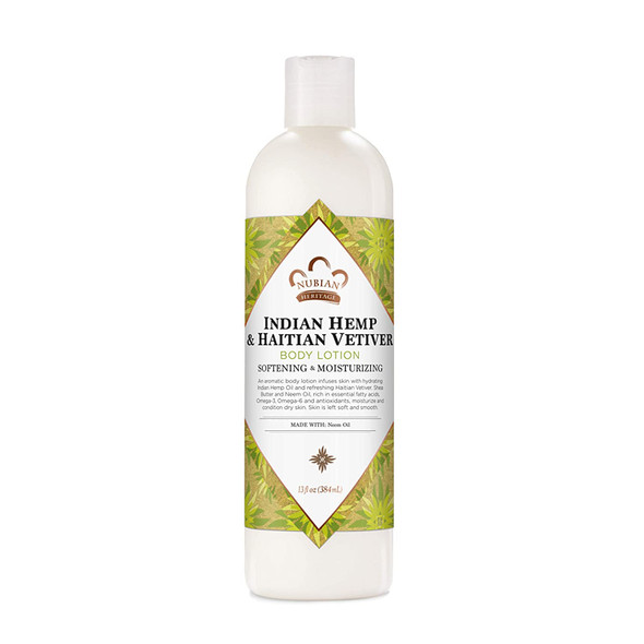 Nubian Heritage Body Lotion for All Skin Types, Indian Hemp & Haitian Vetiver Made With Fair Trade Shea Butter, 13 Oz