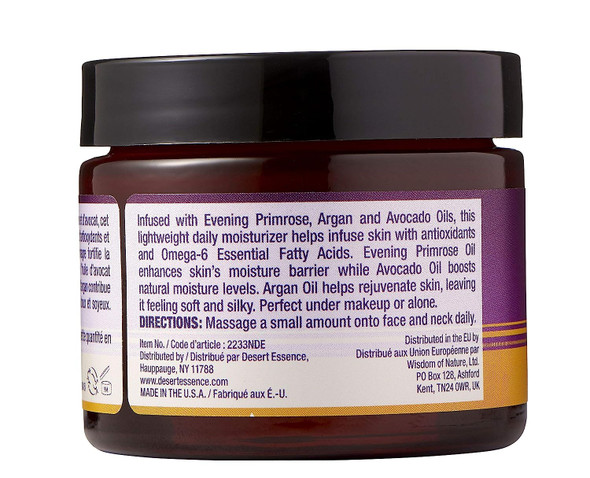 Desert Essence Revitalizing Oils Moisturizer - 2 Fl Ounce - For Daily Makeup - Omega-6 Fatty Acids - Argan, Avocado & Evening Primrose Oil - Fights Environmental Stressors - Cleanse
