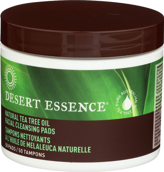 Desert Essence Facial Cleansing Pads Tea Tree Oil, 50 Pads, 0.75 Bottle