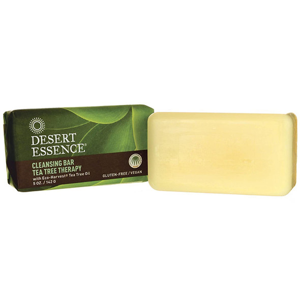 Desert Essence Cleansing Bar Tea Tree Therapy With Eco-Harvest Tea Tree Oil, 5 oz (142 g) (Pack of 2)