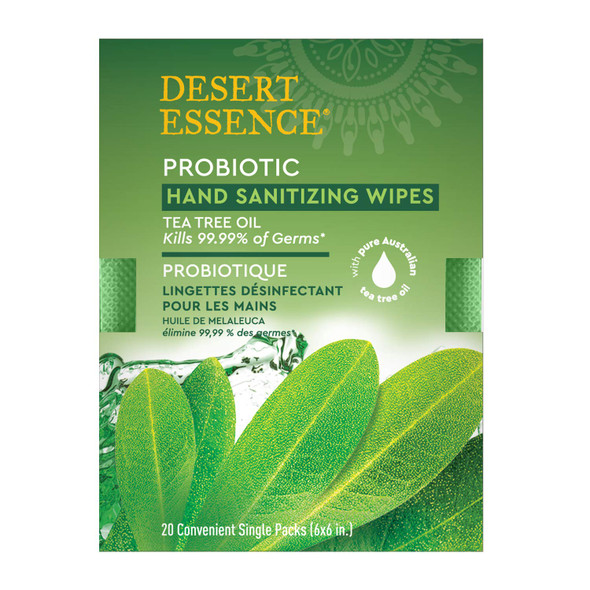 Desert Essence Probiotic Hand Sanitizing Wipes Tea Tree Oil - 20ct