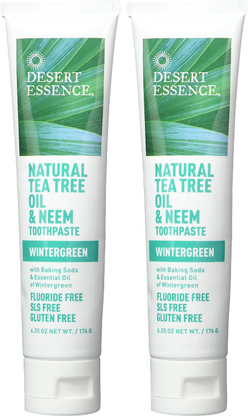 Desert Essence Natural Tea Tree Oil Wintergreen Toothpaste, 6.25 Ounce - 2 per case.