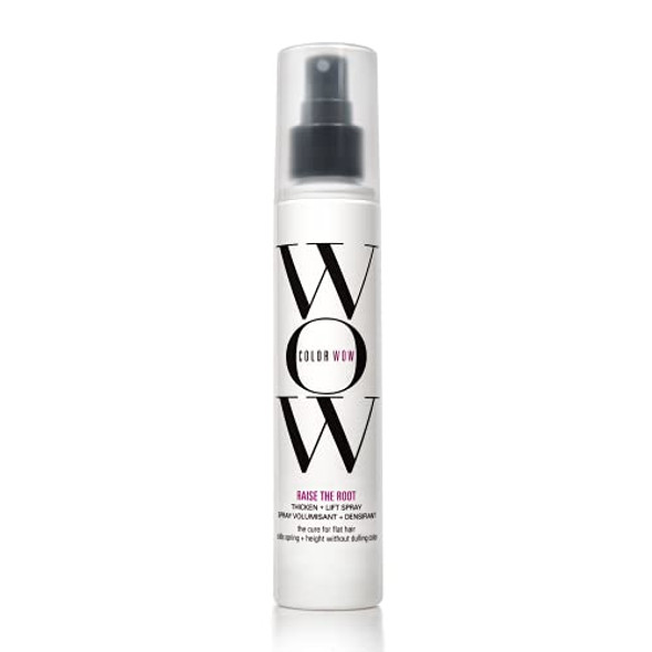 Color Wow Raise the Root Thicken + Lift Spray  All-day root lift + volume on wet or dry hair; never sticky or stiff; non-yellowing; heat protection; for all hair types, especially fine, flat hair