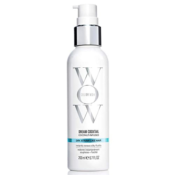 Color Wow Dream Cocktail Coconut-Infused No frizz leave-in conditioner turns dry, damaged hair to silk in a single blow dry; Coconut oil complex detangles, silkens; heat protection; closes cuticles