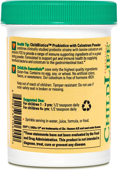 CHILDLIFE ESSENTIALS Colostrum with Probiotics for Infants, Babys, Kids, Toddlers, Children, and Teens 50 Grams Powder