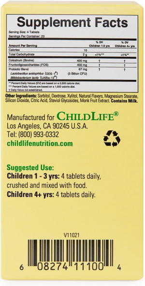 CHILDLIFE ESSENTIALS Probiotics with Colostrum - Kids Probiotic Chewables, Maintain Healthy Digestion and Immune Function, All-Natural, Gluten-Free - Mixed Berry Flavor, 90 Count (Pack of 2)