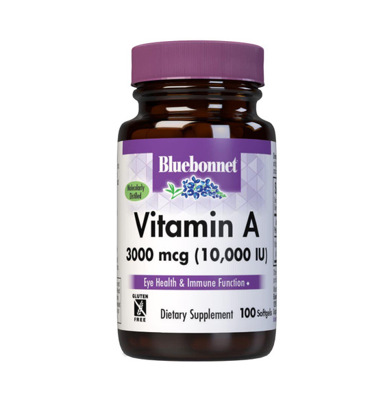 Bluebonnet Nutrition Vitamin A 10,000 IU from Deep Sea, Cold Water, Fish Oil - For Eye Health & Immune Function - Gluten Free - Dairy Free - Molecularly Distilled - 100 Softgels - 100 Servings