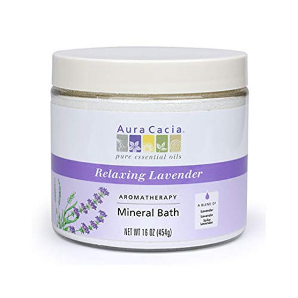 Aura Cacia Relaxing Lavender Aromatherapy Mineral Bath | 16 oz. Jar
