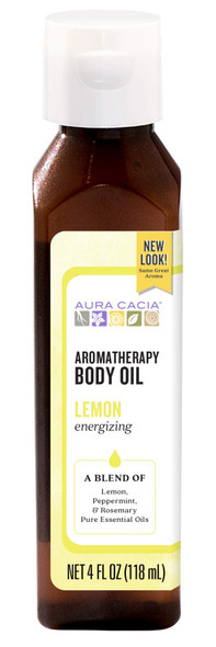 Aura Cacia Energizing Lemon Aromatherapy Body Oil | 4 fl. oz.