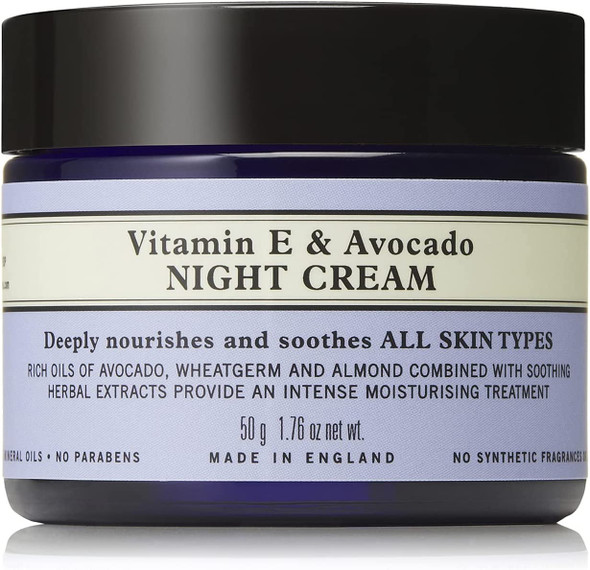 Neal's Yard Remedies Vitamin E & Avocado Night Cream | Deeply Moisturising & Replenishing | 50g