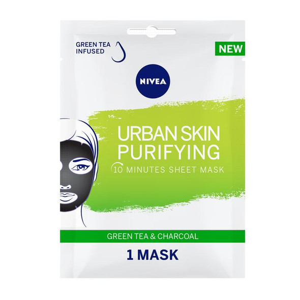 Urban Skin Purifying Sheet Mask Green Tea & Charcoal 1pc