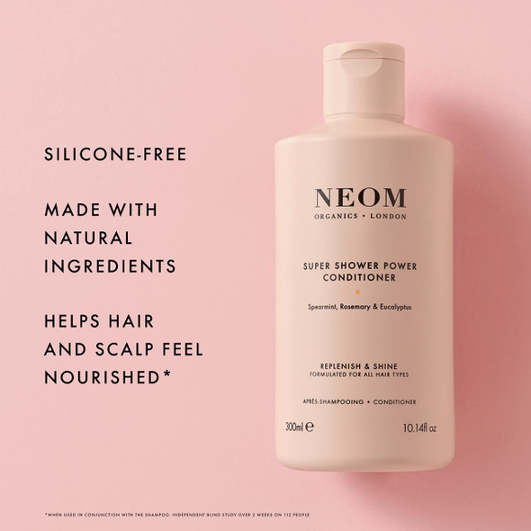 NEOM- Super Shower Power Natural Conditioner, 300ml | Silky Smooth Shine | Spearmint, Rosemary & Eucalyptus | Coconut Oil | For All Hair Types | Vegan