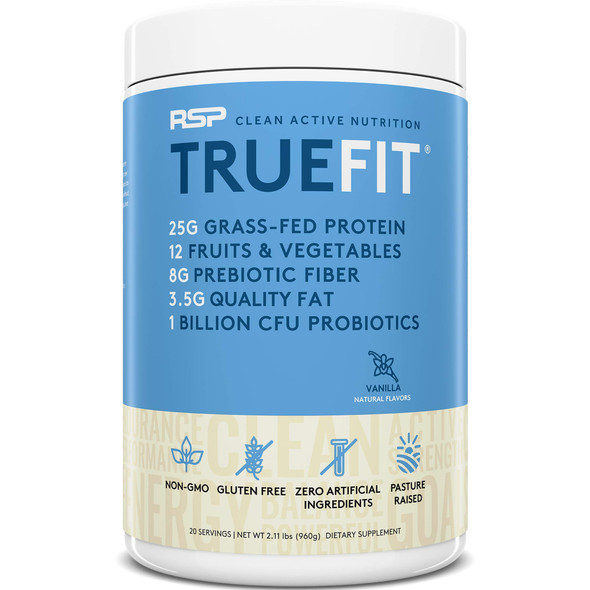TrueFit Protein Powder (Vanilla 2 LB) with AminoLean Pre Workout Energy (Pink Lemonade 30 Servings)