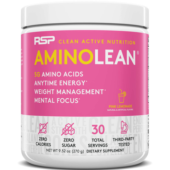 AminoLean Pre Workout Energy (Pink Lemonade 30 Servings) with AminoLean Recovery Post Workout Boost (Tropical Island Punch 30 Servings)