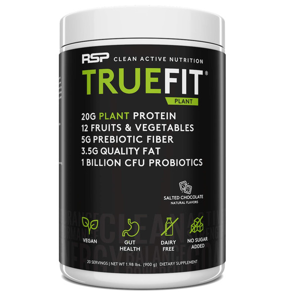 Vegan AminoLean Pre Workout Energy (Pineapple Coconut 25 Servings) with TrueFit Vegan Protein Powder (Salted Chocolate 2 LB)