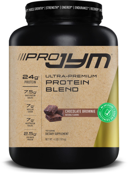 Naturally Flavored Pro JYM 4lbs Chocolate Brownie Protein Powder | Whey, Milk, Egg White Isolates, & Casein | Synthetic Sweetener Free, Muscle Growth, Recovery, For Men, Women | JYM Supplement Science