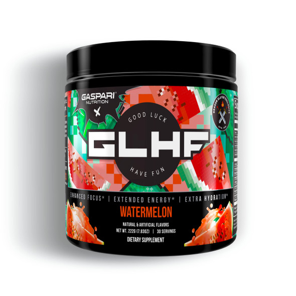 Gaspari Nutrition x GLHF Gaming Energy, Enhanced Focus, Extra Energy, Improved Hydration (30 Servings, Watermelon)