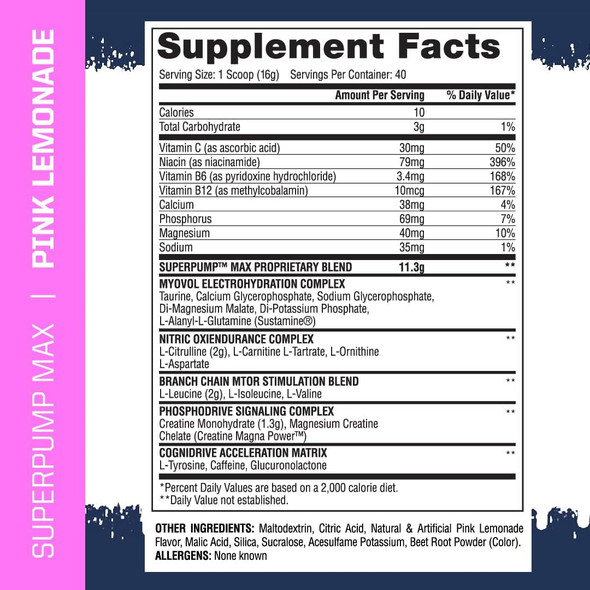 Gaspari Nutrition Superpump Max, Pink Lemonade, 1.41-Pounds