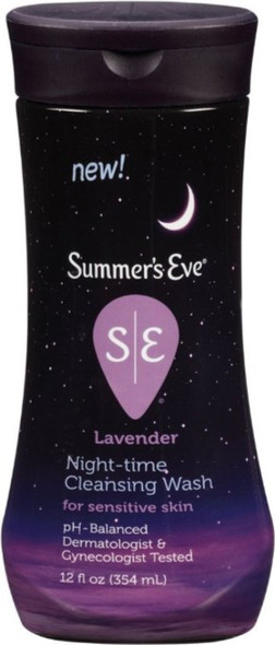 Summer's Eve Night-Time Sensitive Skin Cleansing Wash, Lavender 12 oz (Pack of 9)