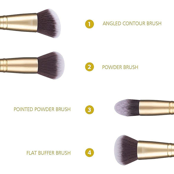 DUcare Duo End Foundation Powder Buffer Contour Brushes 2PCS + Eyeshadow Brush Set 5pcs