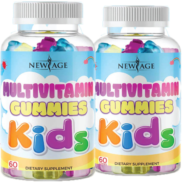 Daily Gummy Multivitamin for Kids - 2 Pack - Immune & Energy Support, Delicious Fresh Kids Complete Daily Multivitamin Essential Vitamins A, B, C, D, E, by New Age - 120 Gummies
