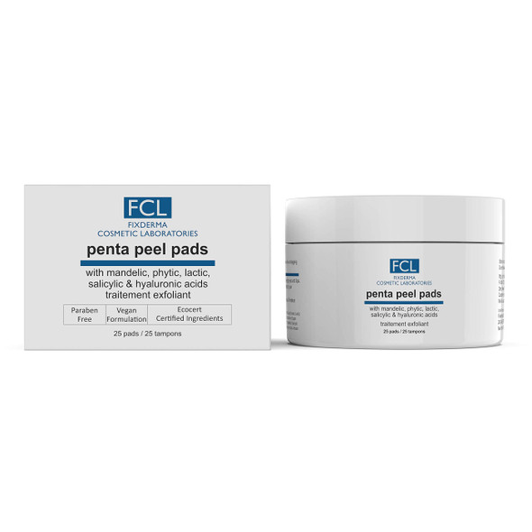 FCL Penta Peel Pads Refining Peel Treatment, Removes Dead Cells and Even Tone Skin 25 Pads Pack 3.5 Fl Oz