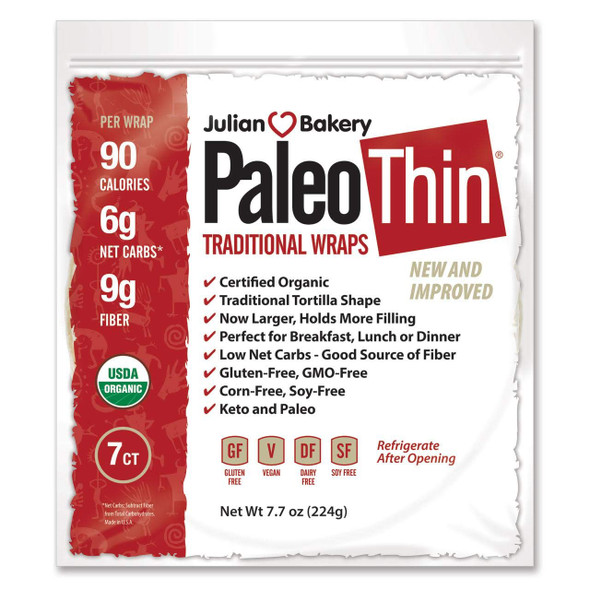 Julian Bakery : Paleo Wraps : Gluten-Free : Grain-Free : 7 Individual Wraps : 6 Net Carbs