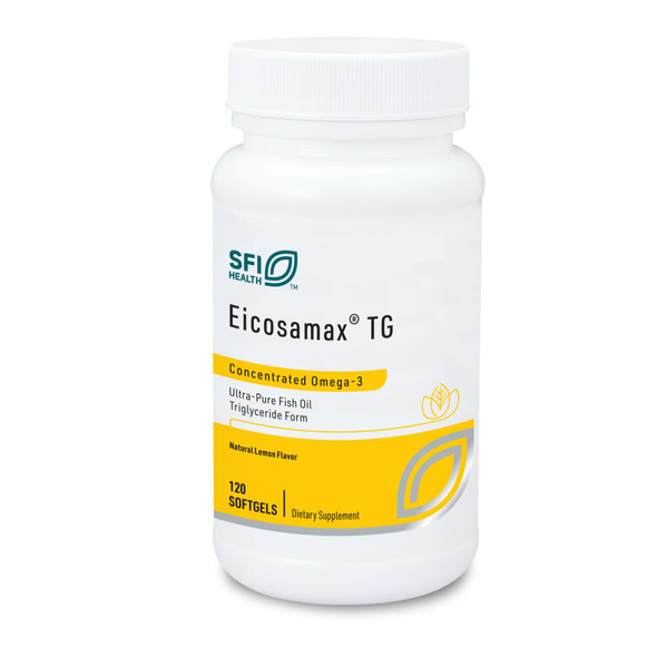 Klaire Labs SFI Health Eicosamax TG Fish Oil Pills with EPA/DHA - Omega-3 Fatty Acids to Support Brain & Heart Function - Natural Lemon Flavor to Help Reduce Fishy Burps or Aftertaste 120 Softgels