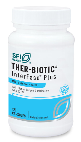 SFI Health Klaire Labs Ther-Biotic Interfase Plus - Anti Biofilm Enzymes with EDTA to Support Gut Flora Toxin Cleanse & Full Body Detox - Promote Biofilm Matrix Disruption 120 Capsules