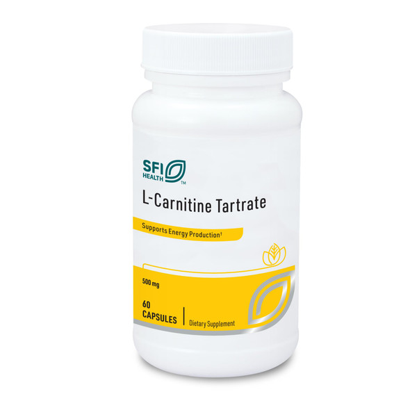 Klaire Labs SFI Health L-Carnitine Tartrate - 500 mg Amino Acid Stabilized L-Carnitine - No Synthetic D-Carnitine 60 Capsules
