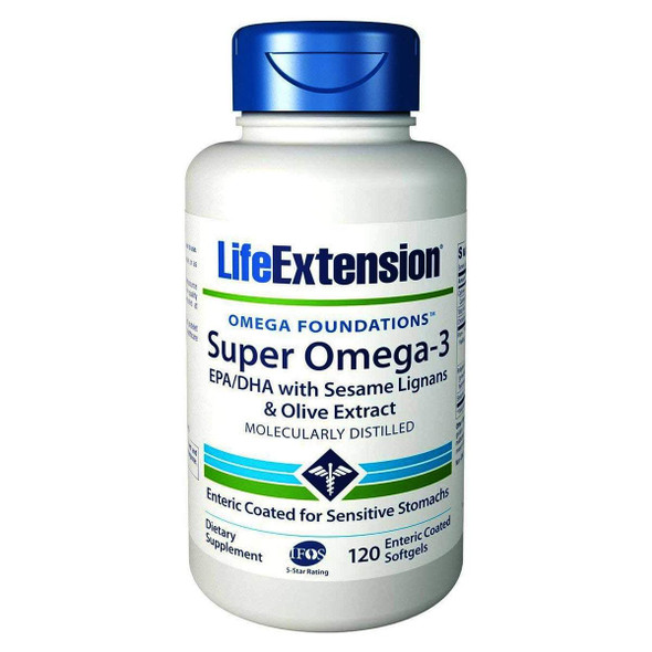 Life Extension Super Omega-3 EPA/DHA with Sesame Lignans and Olive Fruit Extract 120 Softgels