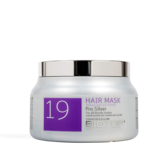 19 Hair Mask Pro Silver for All Blonde Shades Parabens Free SLS Free 18.6 fl oz Biotop Professional
