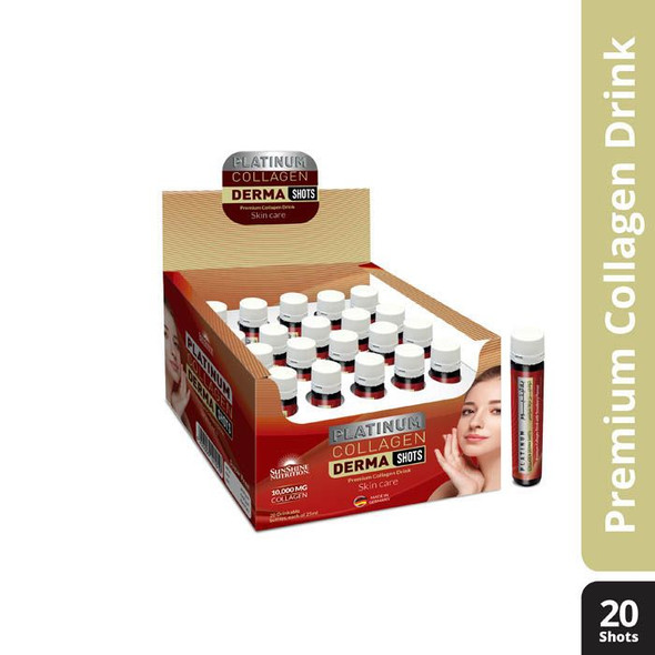 Sunshine Nutrition Platinum Collagen Derma Shot (20 Bottles X 25 Ml Each) | Premium Collagen Drink For Skin Care | Strawberry Flavor