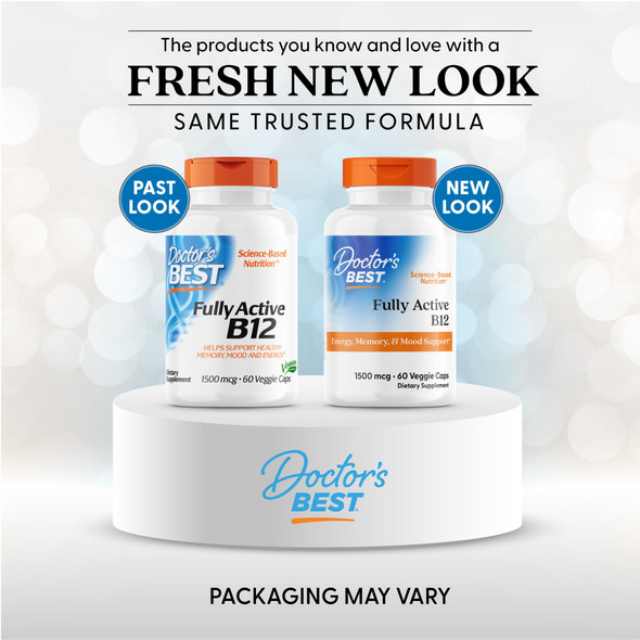 Doctor's Best Fully Active B12 1500 mcg, Non-GMO, Vegan, Gluten Free, Supports Healthy Memory, Mood and Circulation, 60 Veggie Caps Doctor's Best Fully Active B12 1500 mcg, Non-GMO, Vegan, Gluten Free, Supports Healthy Memory, Mood and Circulation, 60 Veggie Caps