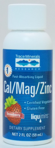 Trace Minerals Research Liquid Calcium/Magnesium/Zinc Supplement, Strawberry, 2 Ounce