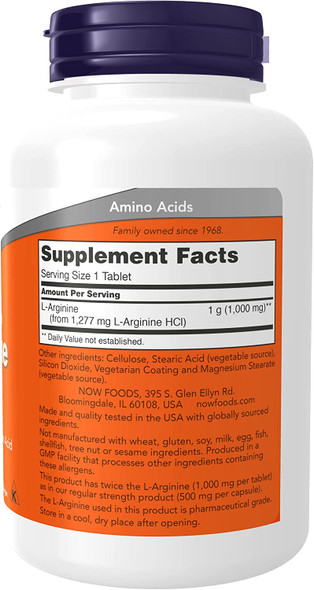 Now Foods Double Strength L Arginine 1000 Mg Tablets - 120 Count