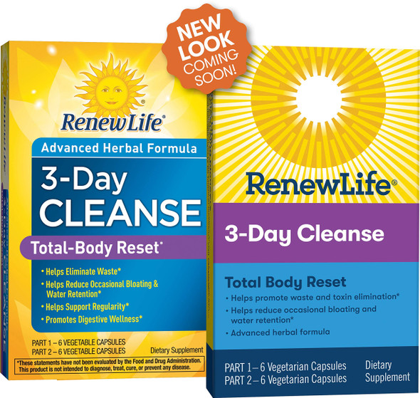 Renew Life Adult Cleanse Total Body Reset Advanced Herbal Formula  2Part 3Day Program  Gluten Dairy  Soy Free  12 Vegetarian Capsules